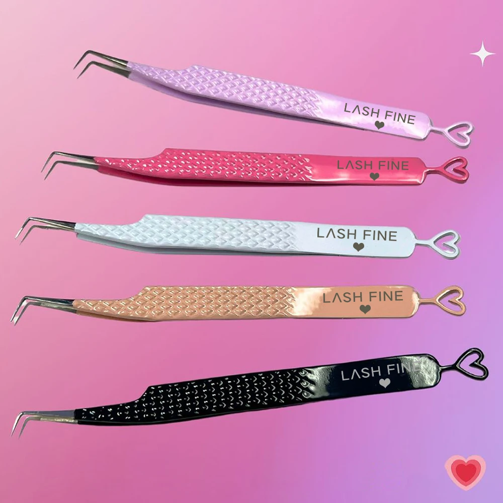 Eyelash Extension Volume - Herzförmige Pinzette für Wimpernverlängerungen, Edelstahl-Volumen-Wimpernpinzette, 45–90