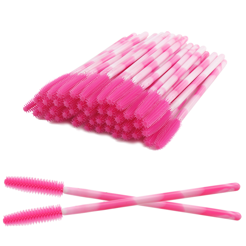 Eyelash Extension Options - 50/100 Stück Einweg-Silikon-Wimpernbürsten, farbige Wimpern-Make-up-Pinsel, Mascara-Applikatoren,
