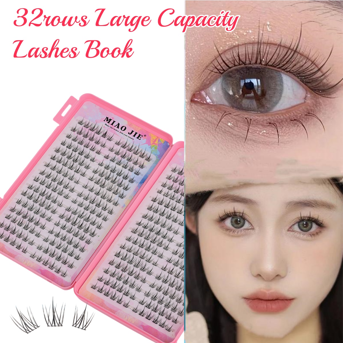 Eyelash Extension For Men - 32 Reihen Manga-Wimpern-Buch: Hochwertige Cluster-Wimpern, Manhua-Wimpern,