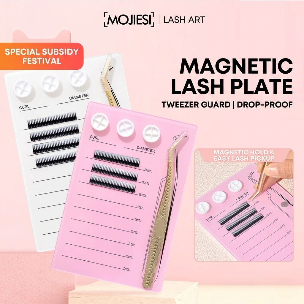 Eyelash Extension Volume - Magnetische Wimpernverlängerungs-Palette & Kleberhalter-Pad, Acryl-Wimpern-Organizer, Volumen-Fanning-Tray