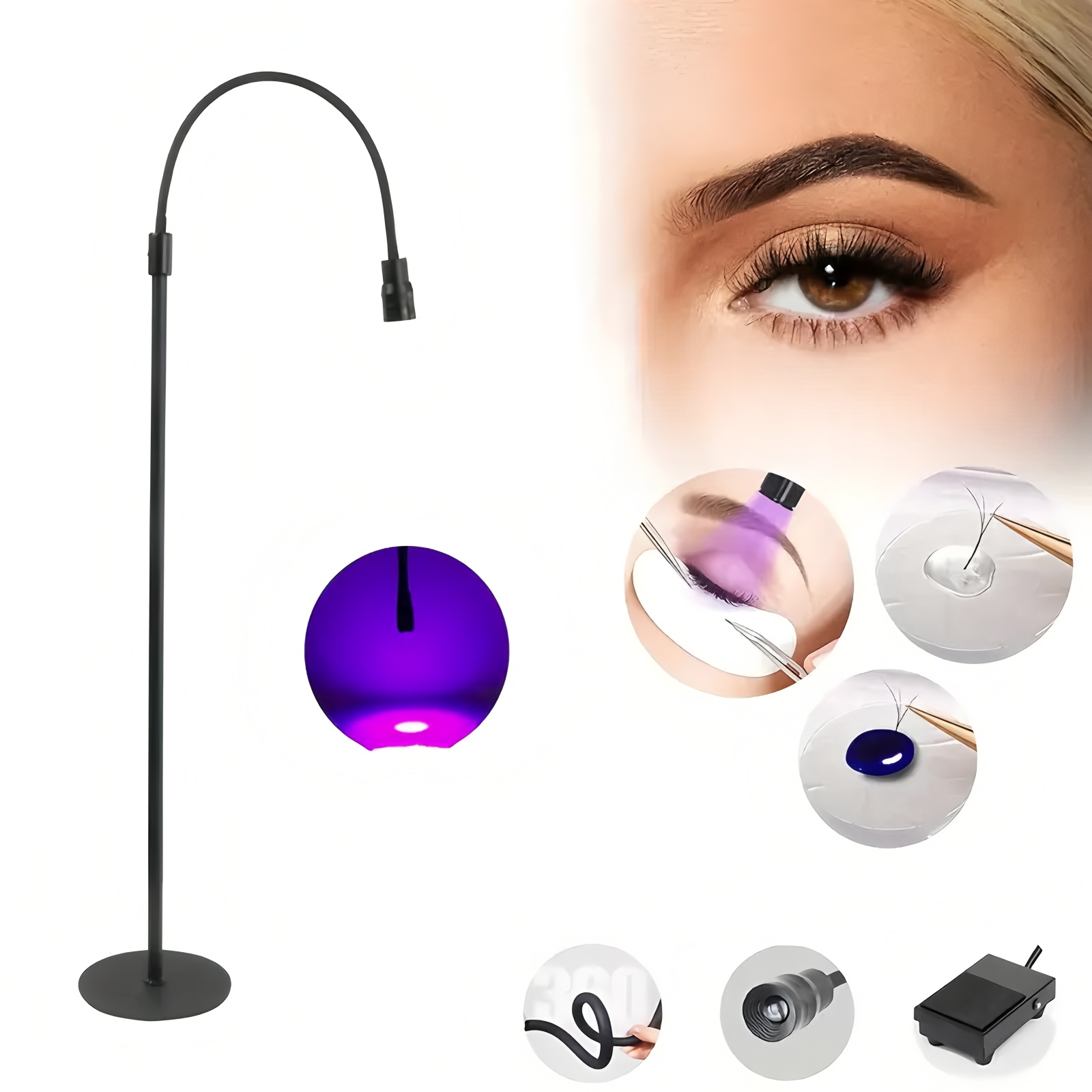 Eyelash Extension Led - LED 5W Wimpernlicht, bodenstehend, mit Pedalschalter,