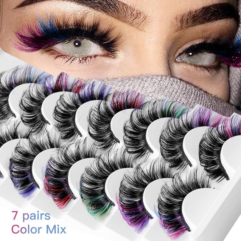 7 Paar bunte künstliche Wimper – Eyelash Extension Volume Bewertung und Preis