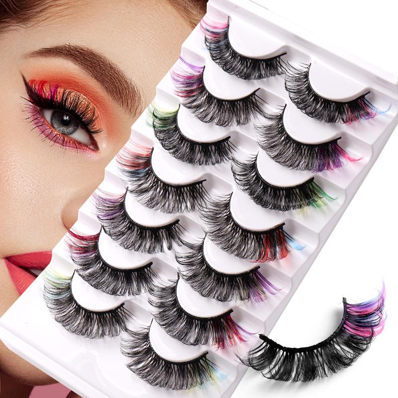 7 Paar bunte künstliche Wimper – Eyelash Extension Volume Bewertung und Preis